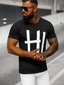 T-shirt męski czarny O/T1261/3^Ozonee Fashion