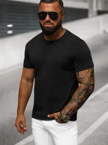 T-shirt męski czarny O/T1277/3^Ozonee Fashion