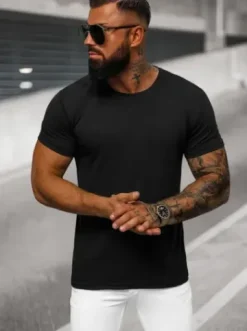 T-shirt męski czarny O/T1277/3^Ozonee Fashion