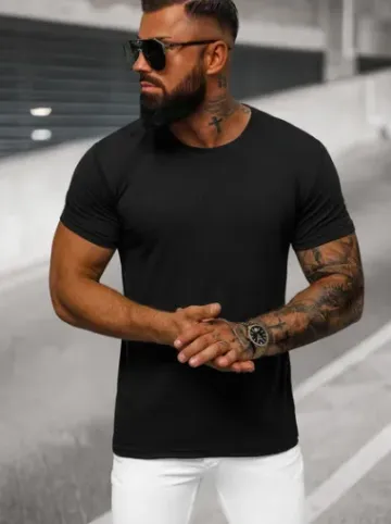 T-shirt męski czarny O/T1277/3^Ozonee Fashion