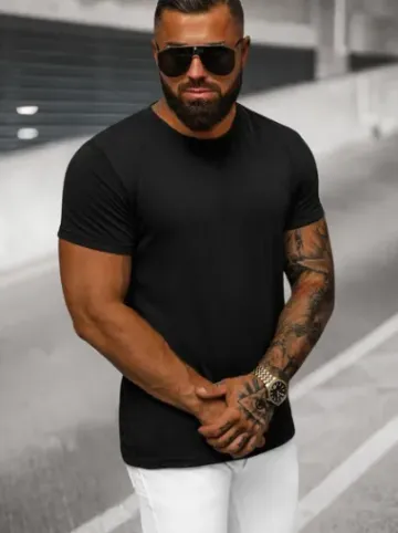 T-shirt męski czarny O/T1277/3^Ozonee Fashion