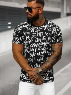 T-shirt męski czarny O/T1268/3^Ozonee Fashion