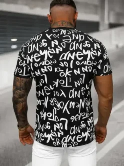 T-shirt męski czarny O/T1268/3^Ozonee Fashion
