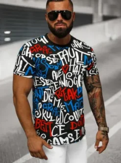 T-shirt męski czarny O/T1271/3^Ozonee Online