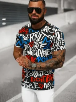 T-shirt męski czarny O/T1271/3^Ozonee Online