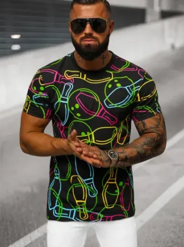 T-shirt męski czarny O/T1272/3^Ozonee Clearance