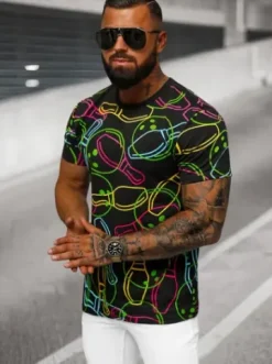 T-shirt męski czarny O/T1272/3^Ozonee Clearance