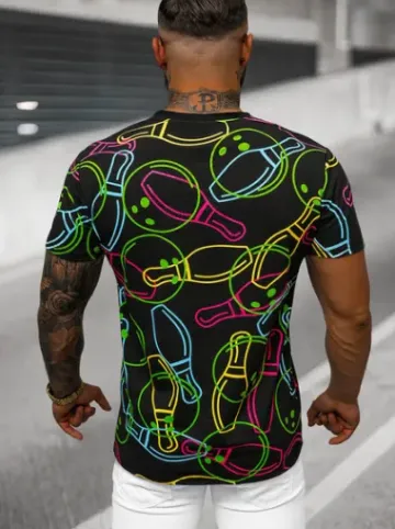 T-shirt męski czarny O/T1272/3^Ozonee Clearance