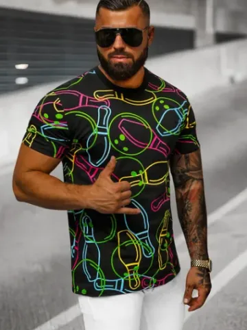 T-shirt męski czarny O/T1272/3^Ozonee Clearance
