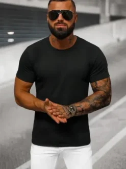 T-shirt męski czarny O/T1278/3^Ozonee New