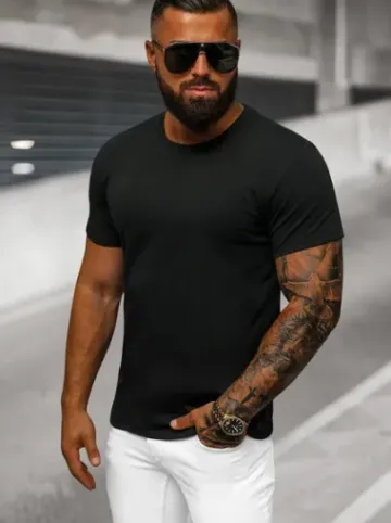 T-shirt męski czarny O/T1278/3^Ozonee New