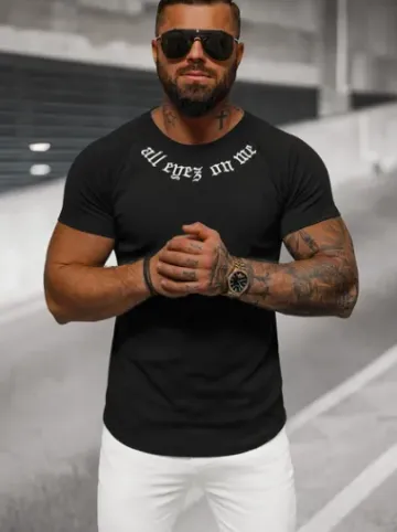 T-shirt męski czarny O/T7256^Ozonee Clearance