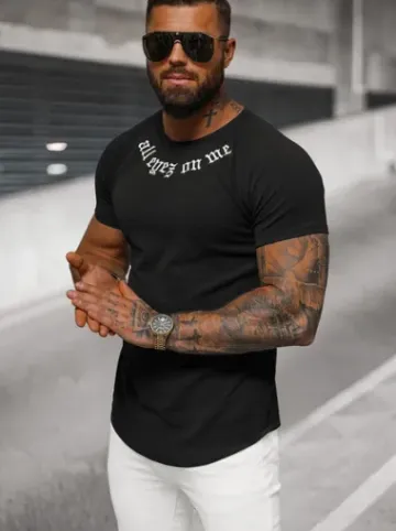 T-shirt męski czarny O/T7256^Ozonee Clearance