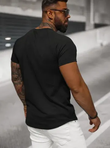 T-shirt męski czarny O/T7256^Ozonee Clearance