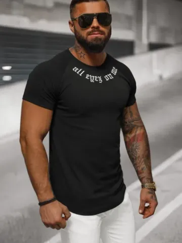 T-shirt męski czarny O/T7256^Ozonee Clearance