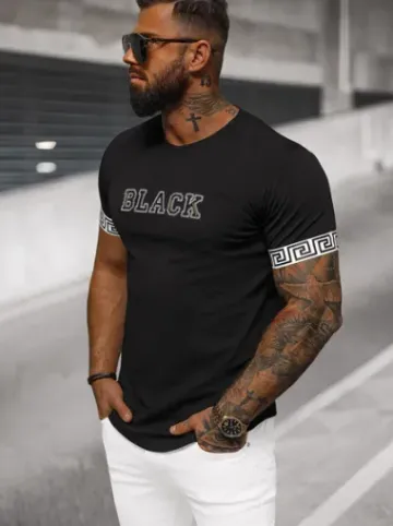 T-shirt męski czarny O/T7571^Ozonee Clearance