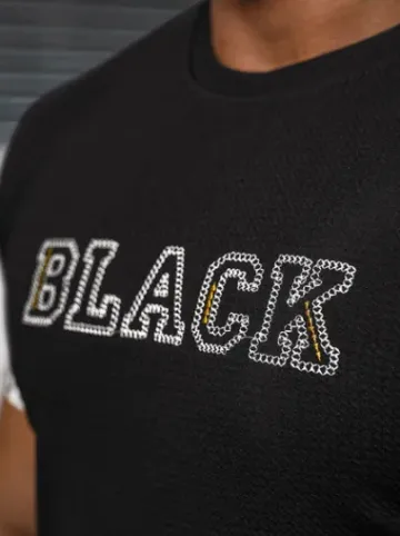 T-shirt męski czarny O/T7571^Ozonee Clearance