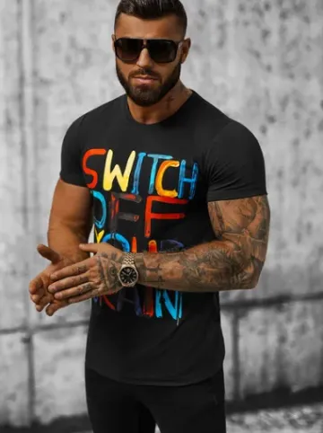T-shirt męski czarny O/T125/3^Ozonee New