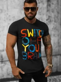 T-shirt męski czarny O/T125/3^Ozonee New