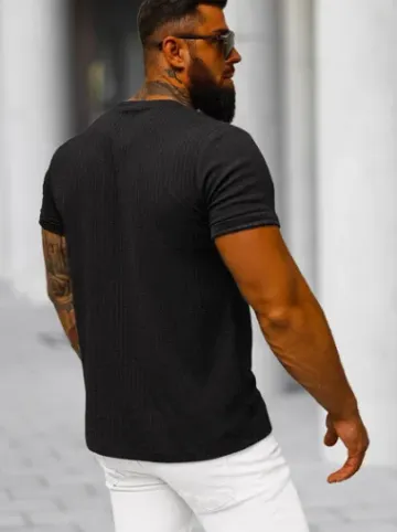 T-shirt męski czarny O/7766T^Ozonee Online