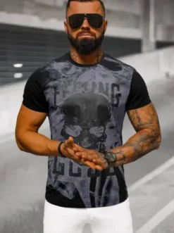 T-shirt męski czarny O/T126/3Z^Ozonee Clearance