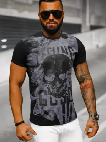 T-shirt męski czarny O/T126/3Z^Ozonee Clearance