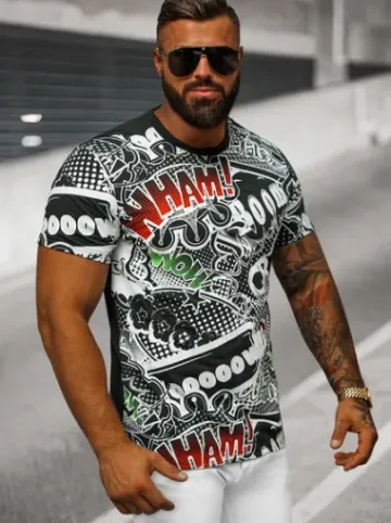 T-shirt męski czarny O/T137/3Z^Ozonee Clearance