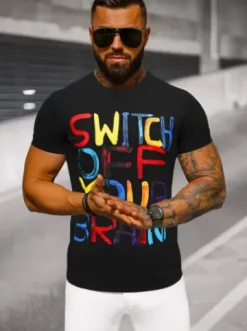 T-shirt męski czarny O/T125/3Z^Ozonee Hot