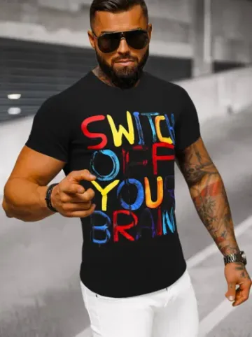 T-shirt męski czarny O/T125/3Z^Ozonee Hot
