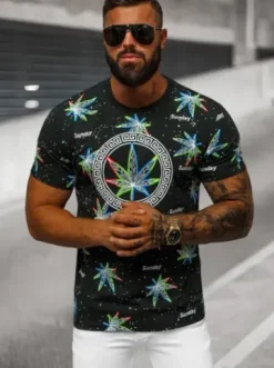 T-shirt męski czarny O/T136/3Z^Ozonee Online