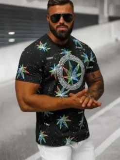 T-shirt męski czarny O/T136/3Z^Ozonee Online