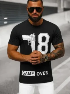 T-shirt męski czarny O/T123/3Z^Ozonee New