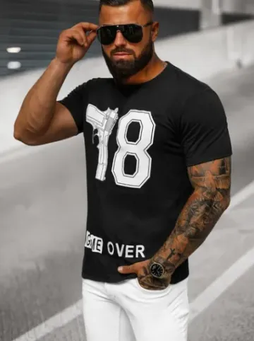 T-shirt męski czarny O/T123/3Z^Ozonee New