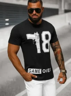 T-shirt męski czarny O/T123/3Z^Ozonee New