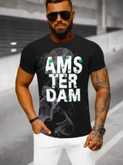 T-shirt męski czarny O/T128/3Z^Ozonee New