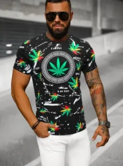T-shirt męski czarny O/T131/3Z^Ozonee Fashion