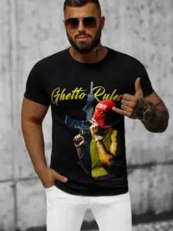 T-shirt męski czarny O/T129/3Z^Ozonee Online