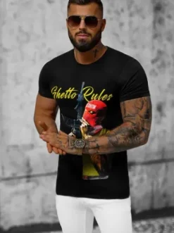 T-shirt męski czarny O/T129/3Z^Ozonee Online