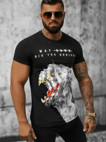 T-shirt męski czarny O/T127/3Z^Ozonee Best