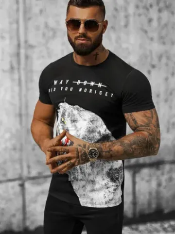 T-shirt męski czarny O/T127/3Z^Ozonee Best