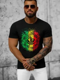 T-shirt męski czarny O/T138/3Z^Ozonee New