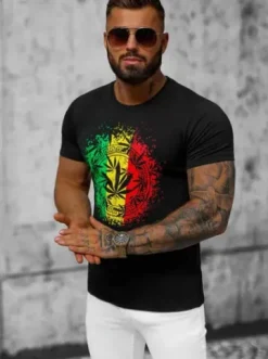 T-shirt męski czarny O/T138/3Z^Ozonee New