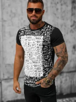 T-shirt męski czarny O/T122/3Z^Ozonee Outlet