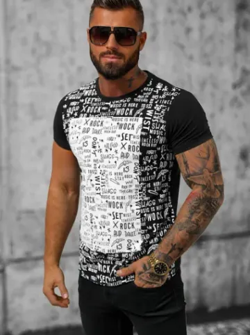 T-shirt męski czarny O/T122/3Z^Ozonee Outlet