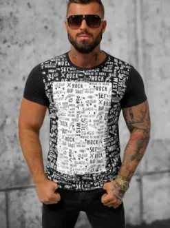 T-shirt męski czarny O/T122/3Z^Ozonee Outlet