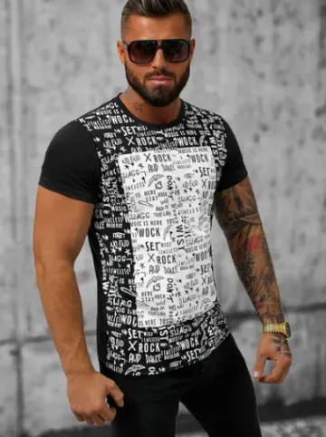 T-shirt męski czarny O/T122/3Z^Ozonee Outlet