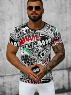 T-shirt męski czarny O/T137/3Z^Ozonee Hot