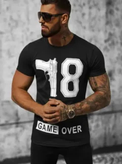 T-shirt męski czarny O/T123/3Z^Ozonee Best