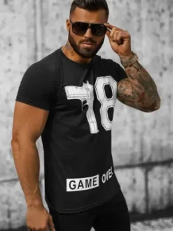 T-shirt męski czarny O/T123/3Z^Ozonee Best