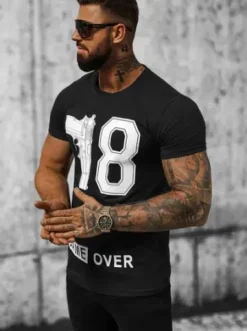 T-shirt męski czarny O/T123/3Z^Ozonee Best